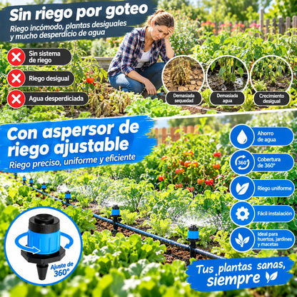 【100 piezas 22 euros】100 goteros de riego ajustables– ¡Ahorra agua, aumenta la producción!