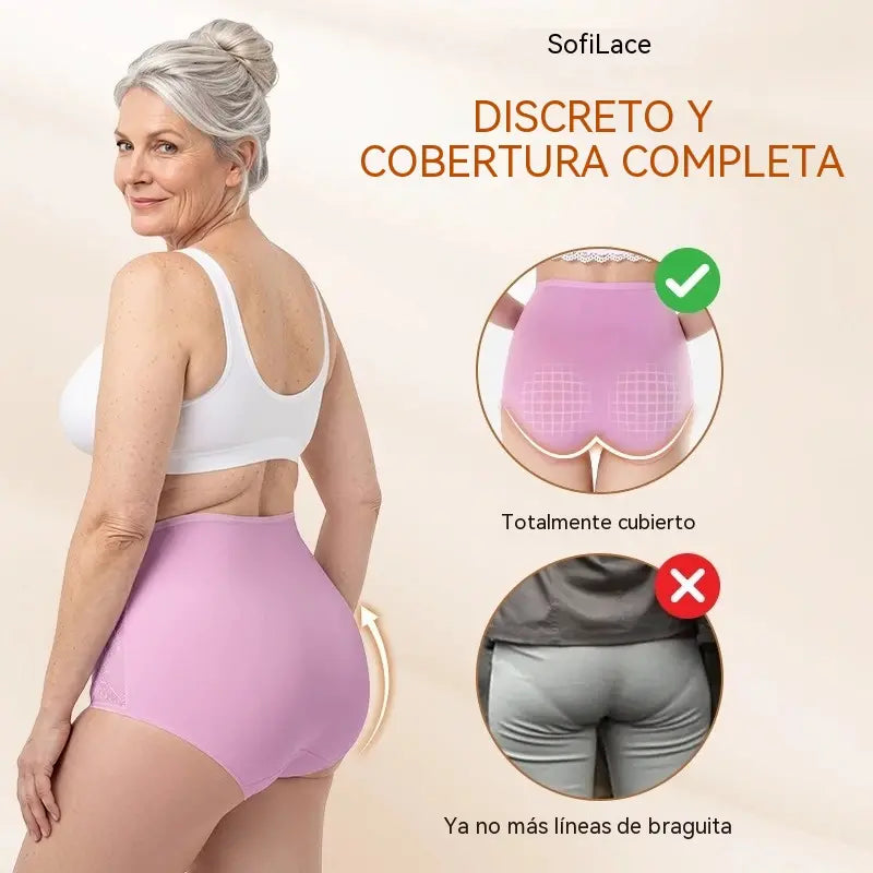 6 piezas【XL-4XL】【45-110kg】 Braguitas antibacterianas de cintura alta para control de abdomen