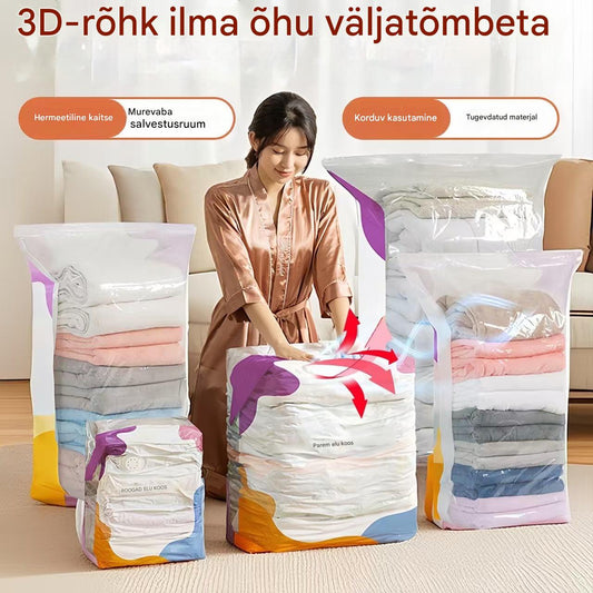 🧳【5-osaline komplekt】💨 Suur, kokkusurutav vaakumkott: pumpa pole vaja, lekkekindel ja ideaalne ruumi kokkuhoiuks kohvrites ja kodus ✈️