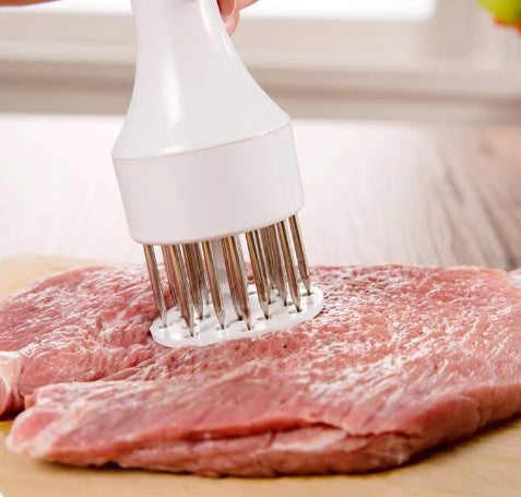 🥩 Aguja ablandadora de carne de acero inoxidable – 21 cuchillas, marinado rápido, fácil de limpiar 🔪