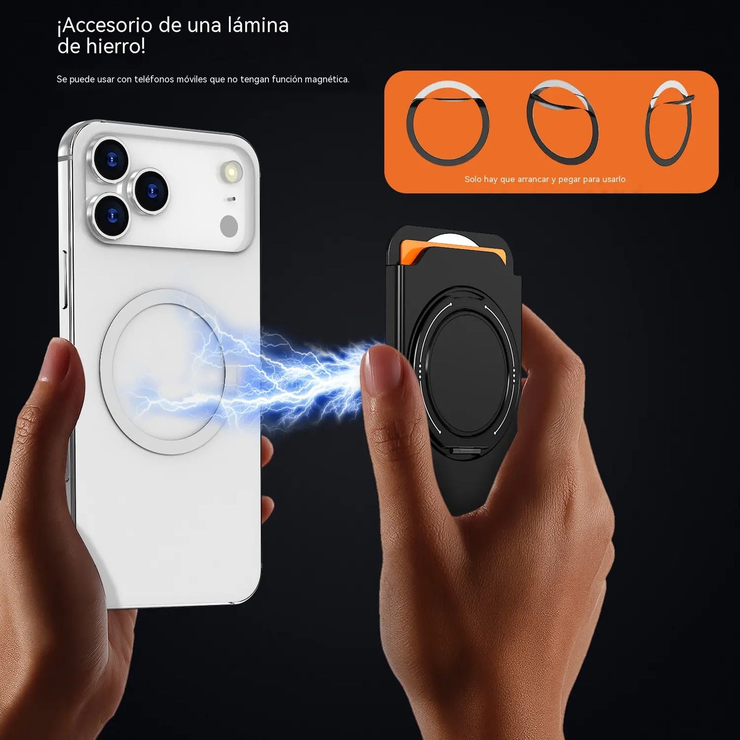 📱📎El soporte magnético para tarjetas de tu teléfono se transforma en un soporte giratorio de 360°, compatible con todas las marcas de teléfonos móviles.