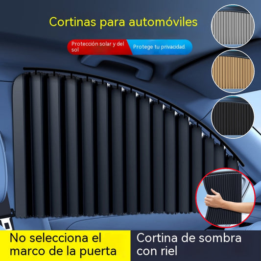 【Juego de 4 piezas】Cortina parasol con riel deslizante para ventana de coche y aislamiento térmico