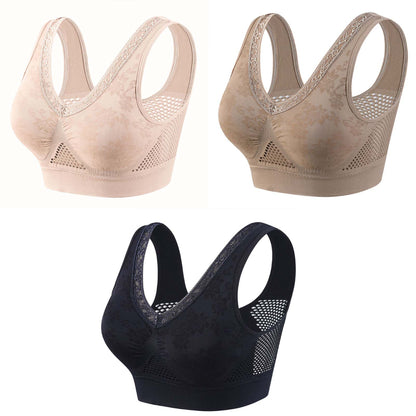 😍【M-6XL】❤️【40-120 kg】【Paquete de 3】✨Sujetador de encaje sin aros para mujer, alta sujeción