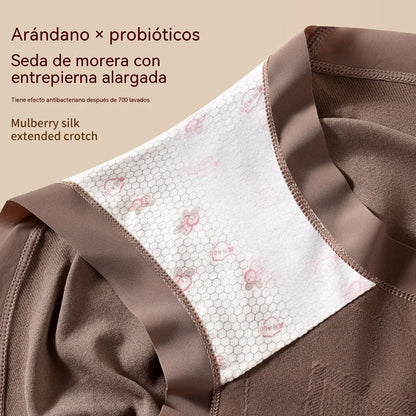 【4 piezas】【40-80kg】Bragas de seda antibacteriana de talle alto: cómodas y transpirables; realzan y moldean los glúteos a la vez que recogen eficazmente el abdomen para lograr un efecto reductor.