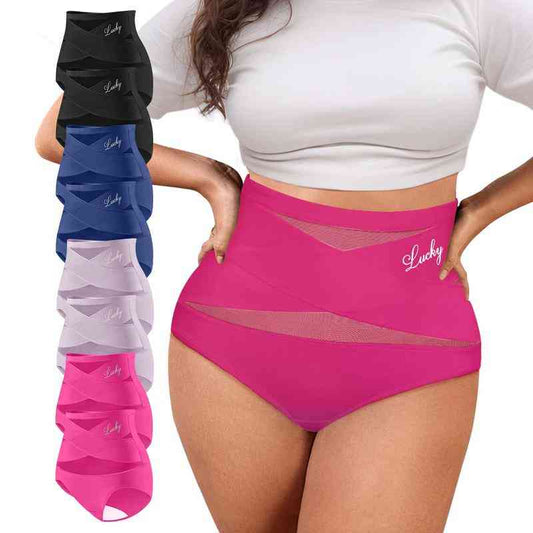 🌸Último día:6 Piezas✨ Ropa interior de control de abdomen cruzada de cintura alta de talla grande