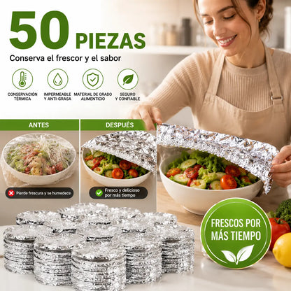 【50piezas】Cubierta térmica de papel de aluminio apto para alimentos