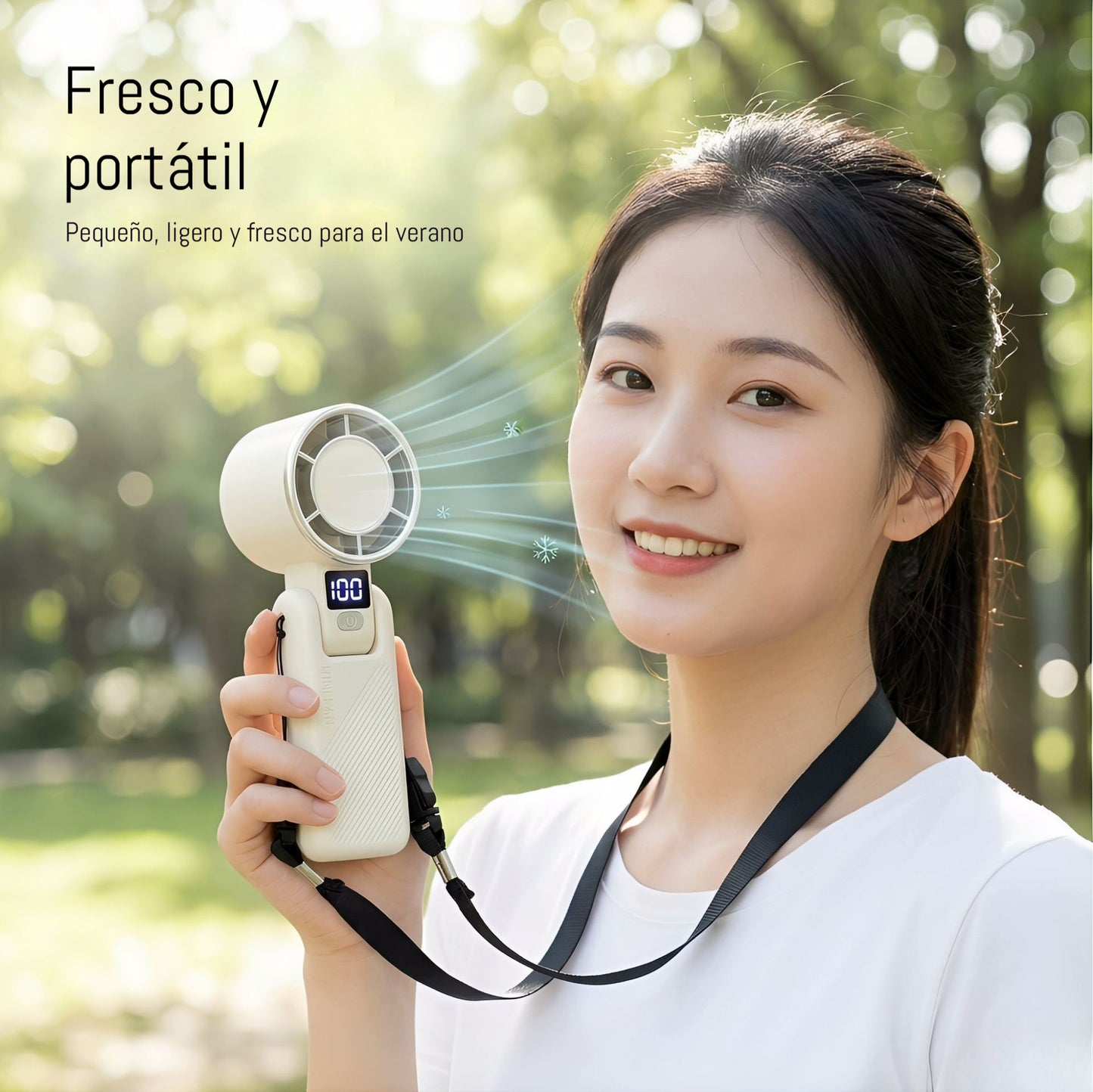 🥰 【Compra 1 y llévate 1 gratis】💦🌬️ Mini ventilador portátil plegable con pantalla digital USB de 100 velocidades