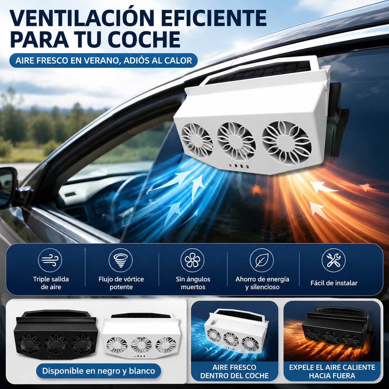 ☀️ Ventilador Solar de Alta Potencia – Aire Fresco Sin Gastar Electricidad
