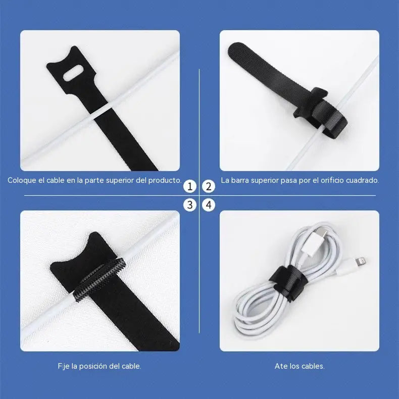 🔥【Paquete de 50】Bridas de velcro multiusos para cables, que se pueden usar para asegurar cables de datos y cables de carga, y son reutilizables.