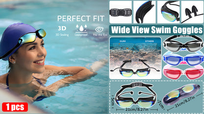 🔥Oferta de tiempo limitado🔥gafas de natación de gran campo de visión，con caja de gafas，Viene con tapones para los oídos
