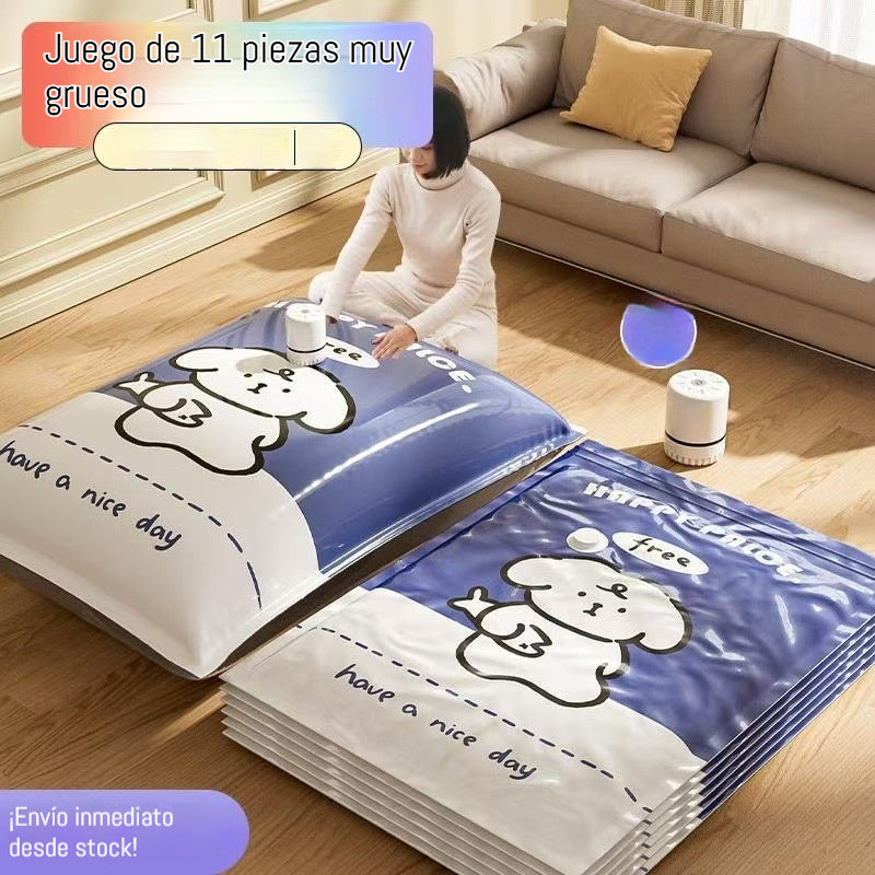 🧳【Juego de 6 piezas】💨 Bolsa de almacenamiento al vacío grande y compresible: no requiere bomba, es a prueba de fugas e ideal para ahorrar espacio en maletas y en casa ✈️