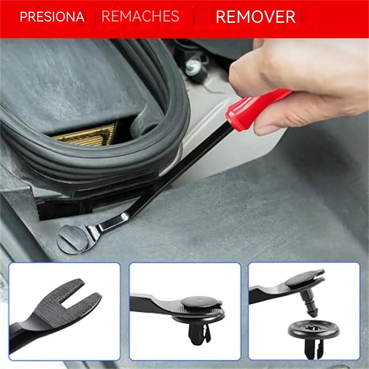 Juego de 3 piezas: Alicates para extraer clips de presión hacia abajo para automóviles, herramientas para extraer e instalar clips.
