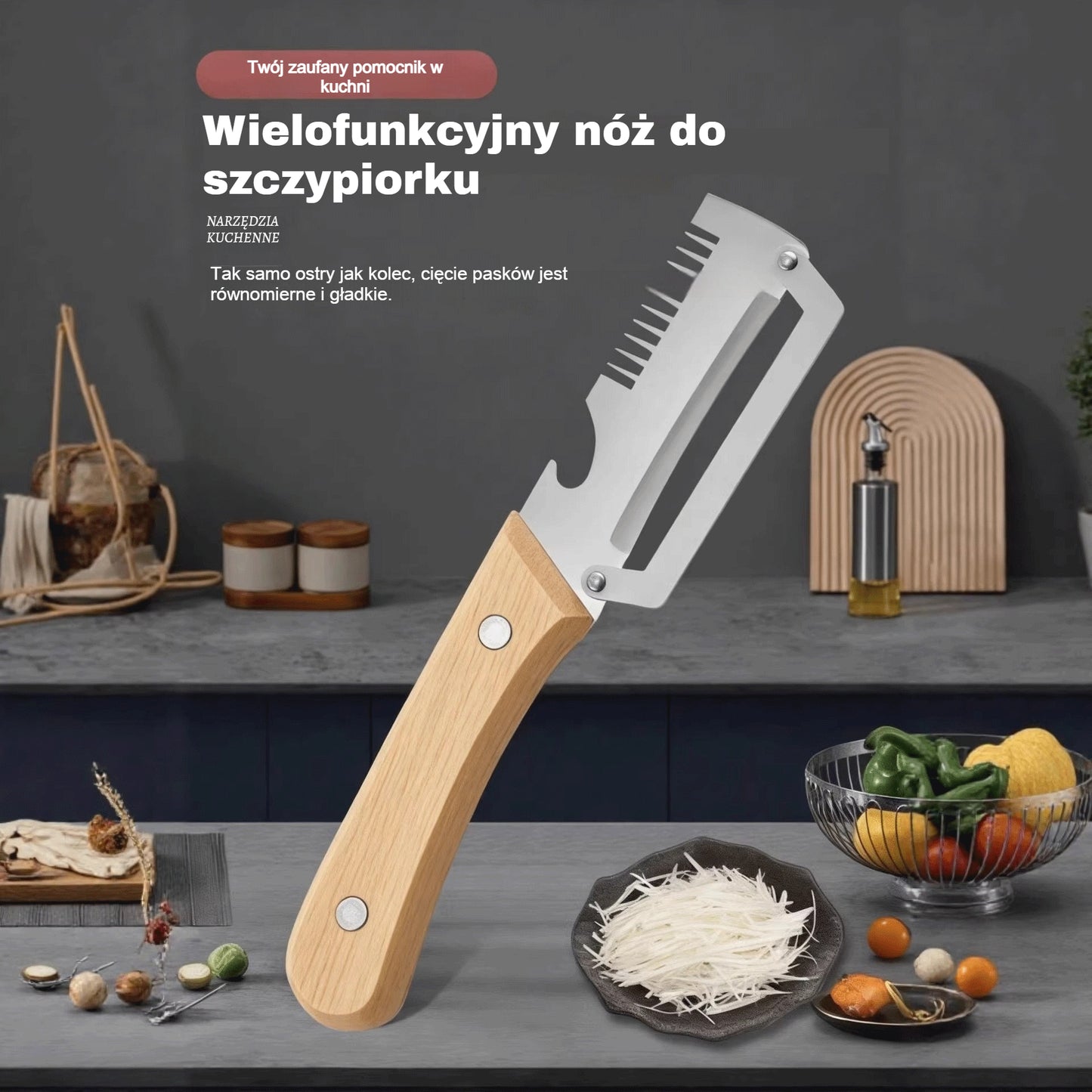 【Kup 1, otrzymaj 1 gratis!】 Wielofunkcyjna obieraczka kuchenna 3 w 1: obiera, kroi i otwiera butelki!