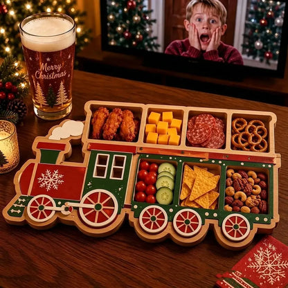 Bandeja de postres con forma de árbol de Navidad, plato de madera compartimentado para fiestas navideñas, plato para aperitivos de frutos secos y queso.