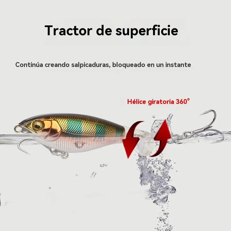 🐟🎣【6 piezas】Cebo de hélice de tractor biónico Minnow
