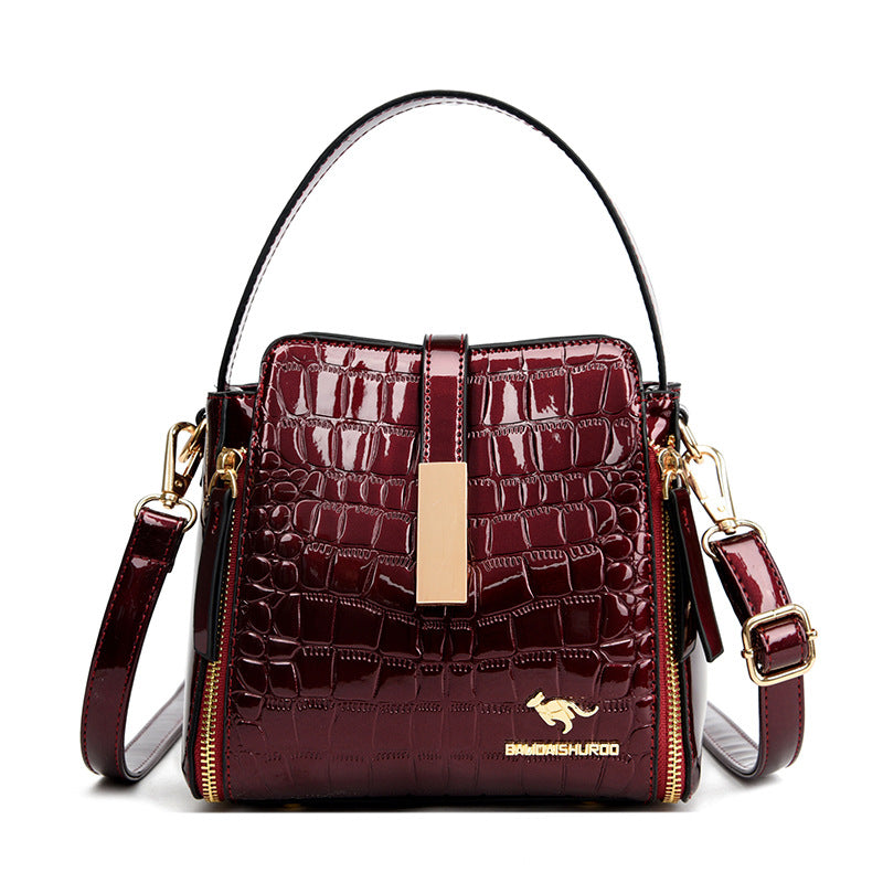👜 ¡TIEMPO LIMITADO: 50% DE DESCUENTO! ✨ Bolso de mano brillante para mujer con estampado de cocodrilo: estructurado, detalles dorados, espacioso y elegante 💼