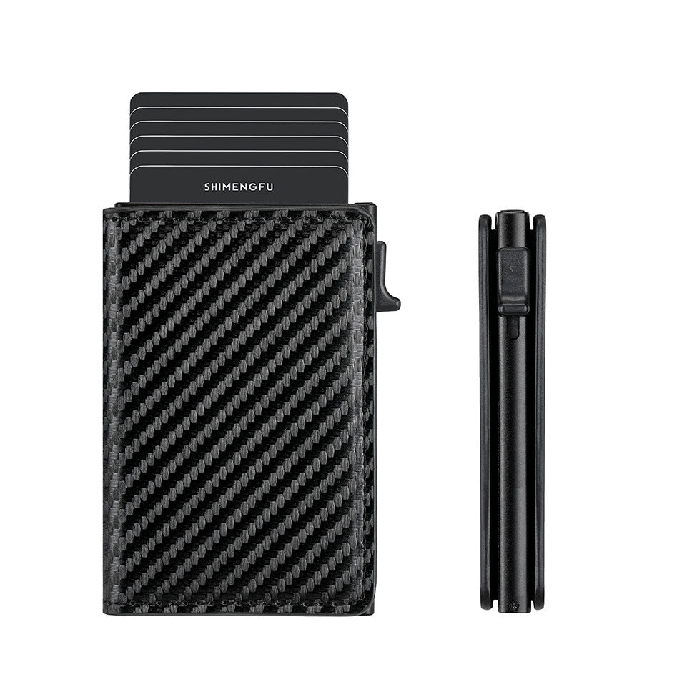 Tarjetero desplegable de aleación de aluminio con protección RFID antirrobo para hombre