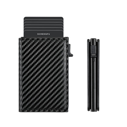 Tarjetero desplegable de aleación de aluminio con protección RFID antirrobo para hombre
