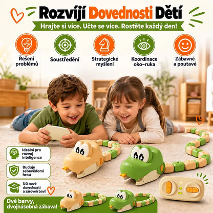 🐍🚗Vzdělávací elektrická magnetická hračka s hadem na dálkové ovládání pro děti