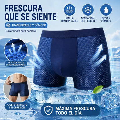 🔥【4 piezas por 26 euros】Calzoncillos bóxer de malla transpirable y cómodos para hombre