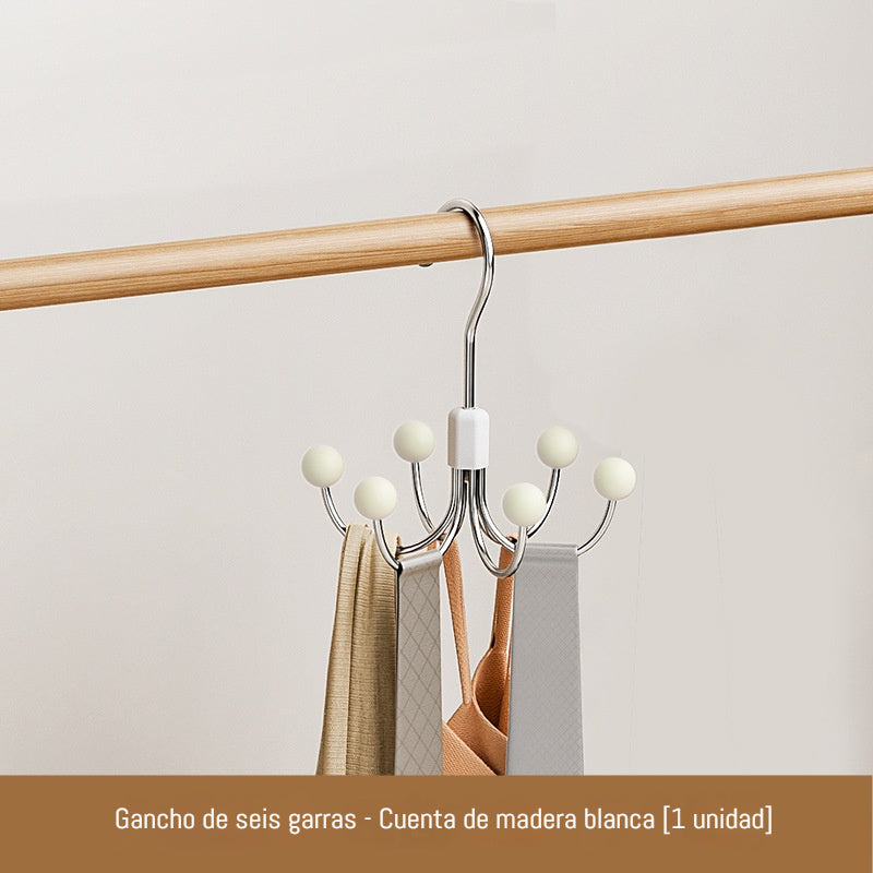 🔥Compra 1 y llévate 1 gratis🔥✨Percha multifuncional giratoria de 360° con 6 ganchos.
