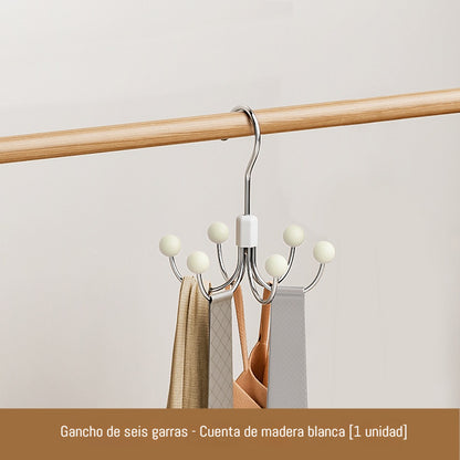 🔥Compra 1 y llévate 1 gratis🔥✨Percha multifuncional giratoria de 360° con 6 ganchos.