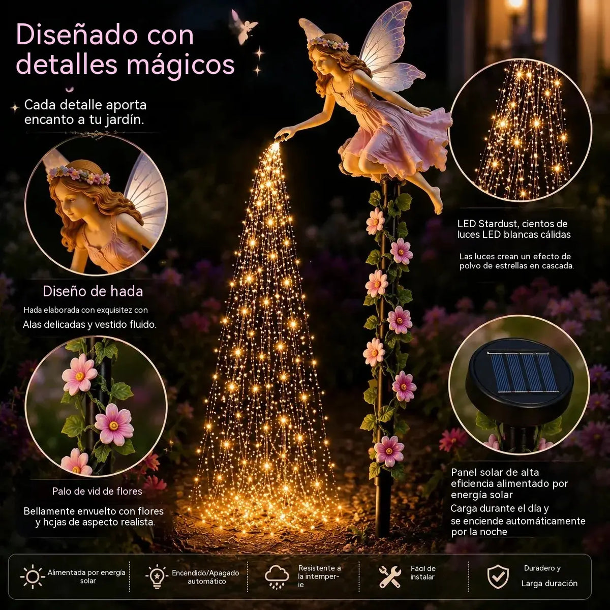 🧚‍♀️Luces para jardín de hadas con destellos mágicos🌸