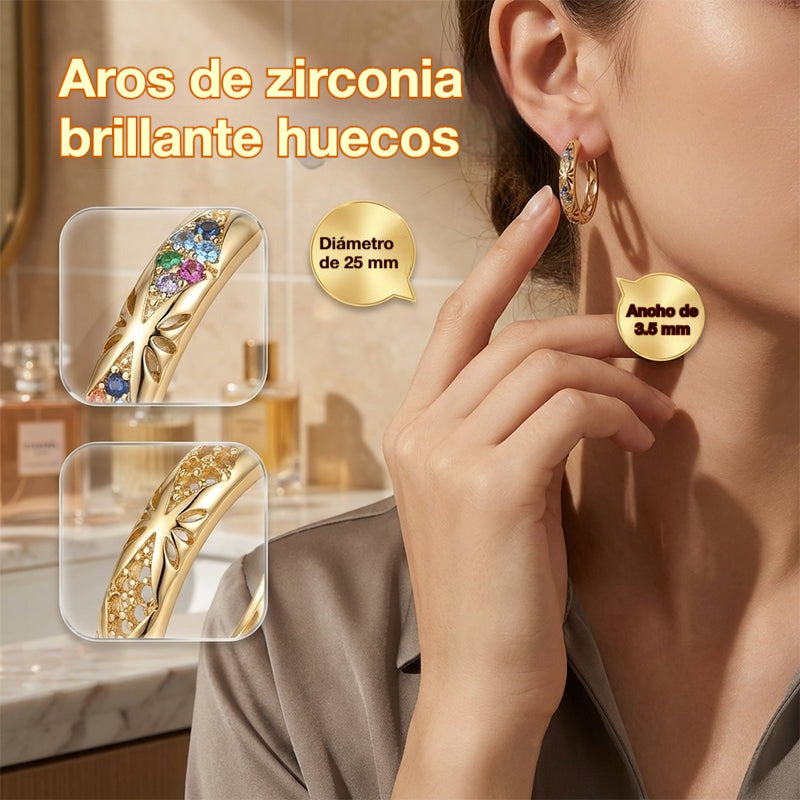 📢📢Compra 1 y llévate 2 gratis ⏰ Pendientes de aro huecos con circonita brillante