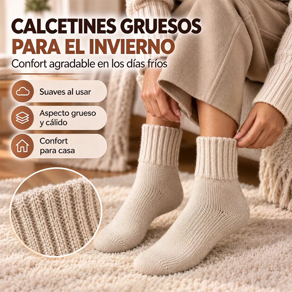 🧦🍂 Calcetines Cálidos para Mujer de Invierno | Calcetines Gruesos de Felpa con Forro Suave, Absorbentes y Combinables