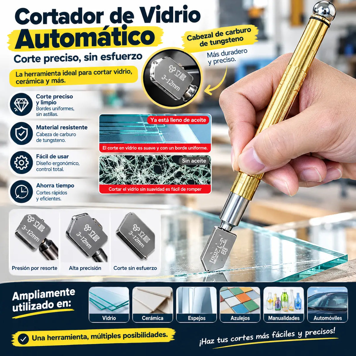 💎 Cortador de vidrio profesional para vidrio y cerámica