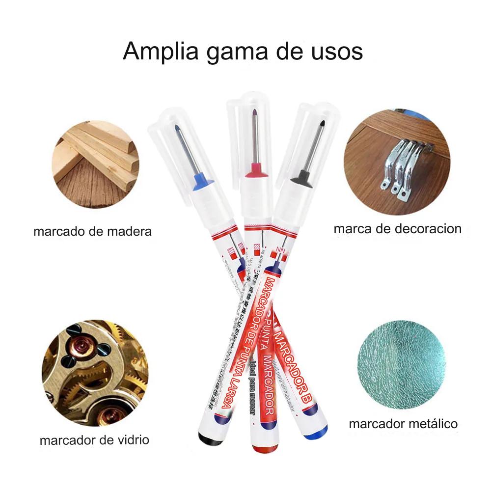 🔥【10 piezas】Bolígrafo de punta larga de 20 mm, bolígrafo para carpintería de agujero profundo, bolígrafo multiusos de cabeza larga aceitosa
