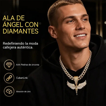 📢📢¡50% de descuento! ⏰ Collar con colgante de ángel de diamantes de imitación brillantes para hombre