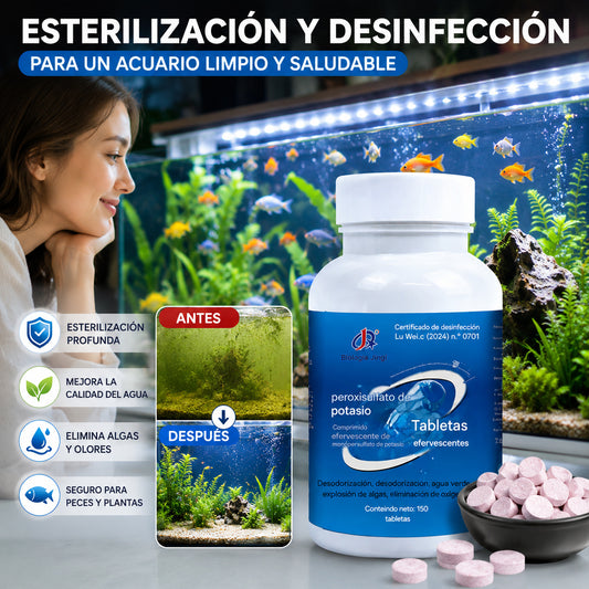 【150 cápsulas】Tabletas efervescentes para la limpieza del agua en acuarios y estanques