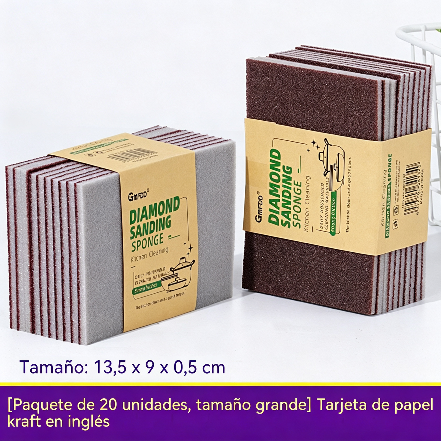 🫧【Paquete de 20】Esponja de esmeril de doble cara, potente y multifuncional para la limpieza
