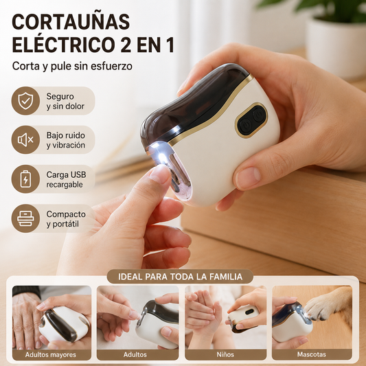 Lima de uñas eléctrica multifuncional, cortauñas eléctrico con protección antipellizcos