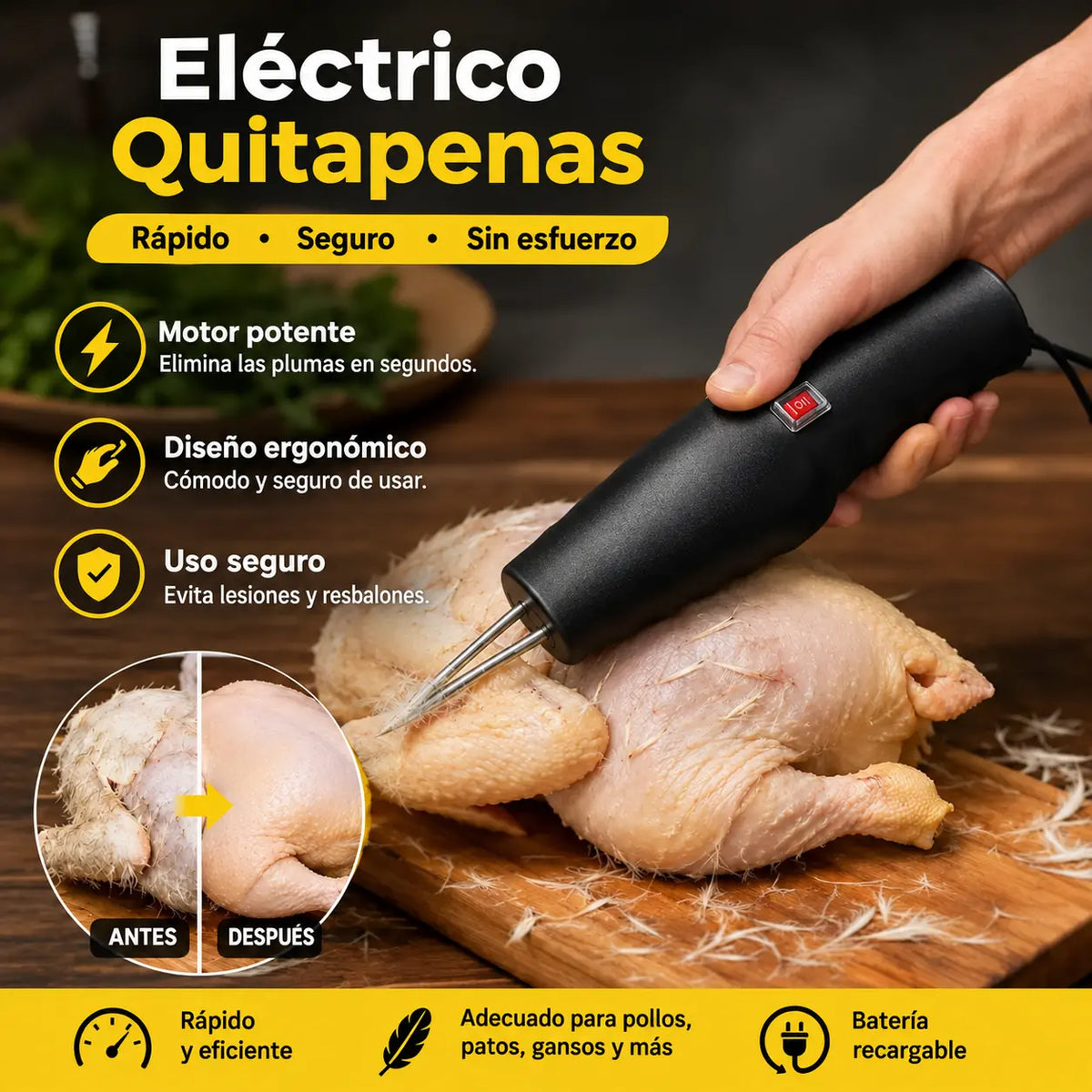 Desplumadora eléctrica para aves de corral