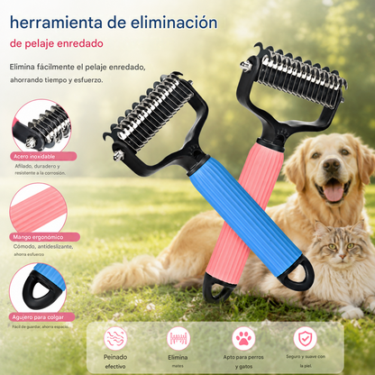 🐱🐕🐈 Peine multifuncional 3 en 1 para desenredar el pelo de mascotas, peine para eliminar el pelo de perros y gatos.