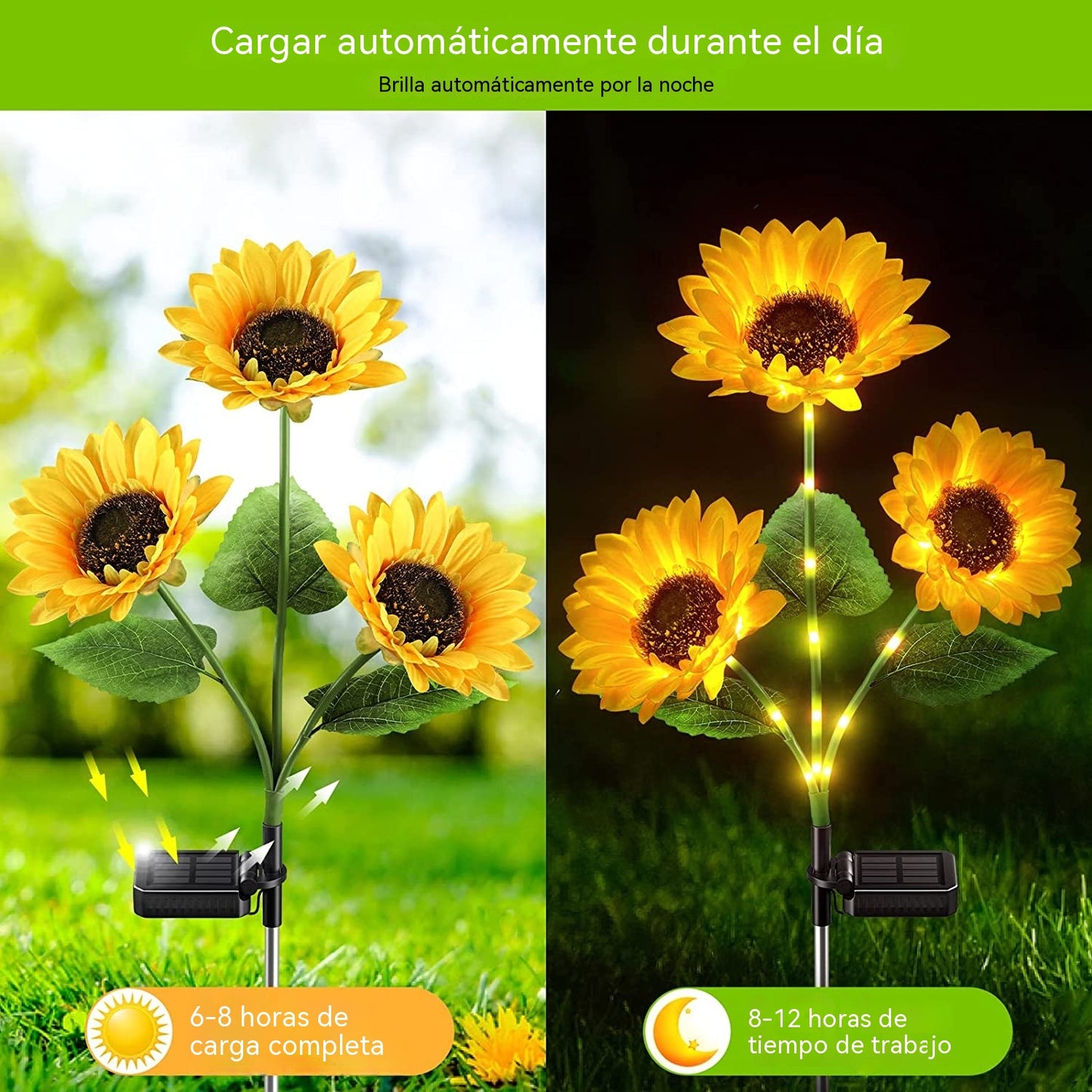 🌻[2 piezas 30 euros]Luces solares de girasol – Decoración brillante para el jardín ✨🌿
