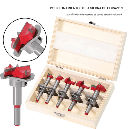 ⚙️【Un juego de 5 piezas】🛠️ Juego de Brocas Forstner Ajustables con Posicionamiento Preciso de Carburo 15-35 mm