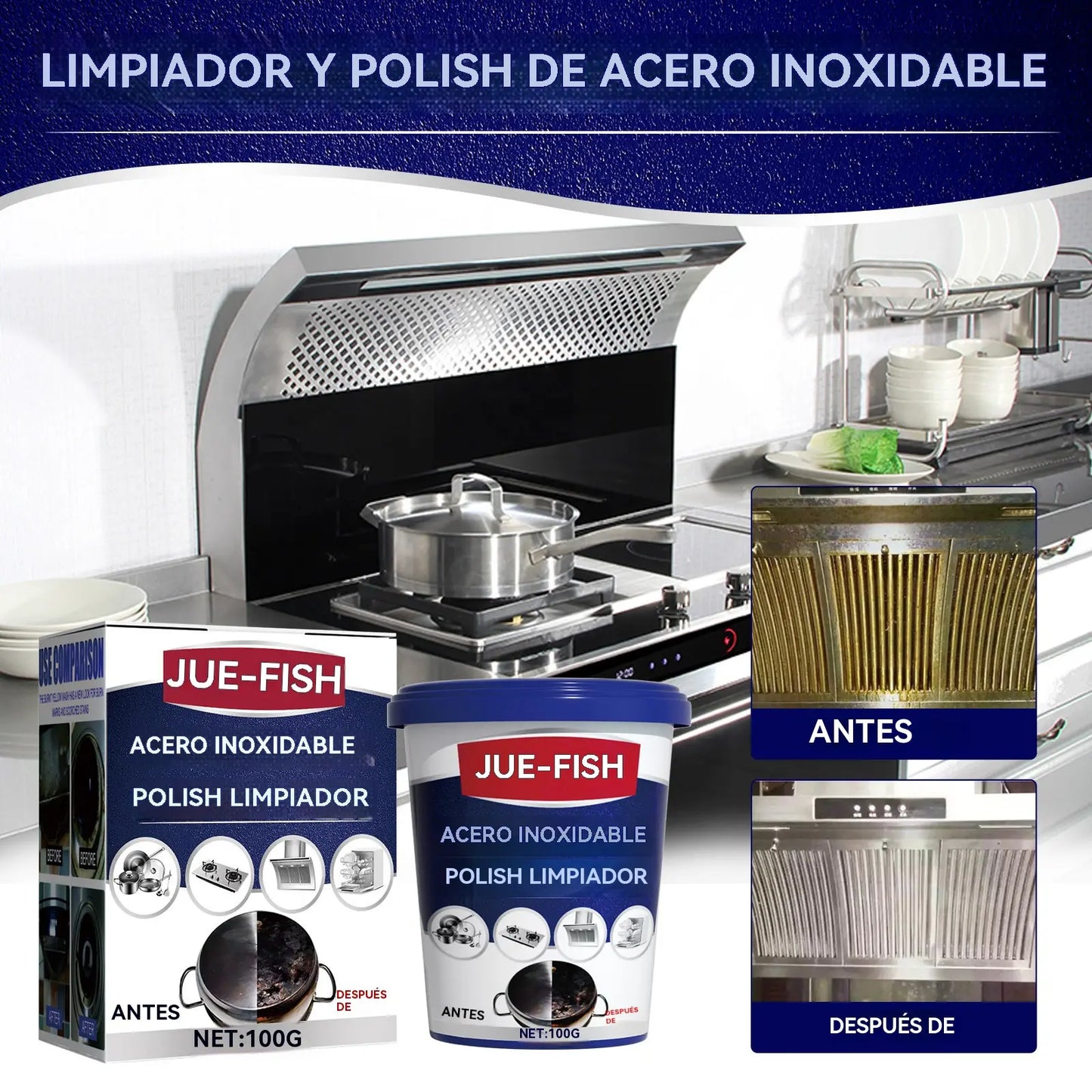 【3 pieza】Pasta limpiadora para estufas de cocina, limpiador de manchas de óxido y negras para ollas y sartenes.