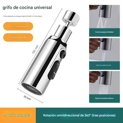 🔥💦 【Compra uno y llévate otro gratis】Grifo de cocina universal con filtro | A prueba de salpicaduras y con amplificador de presión