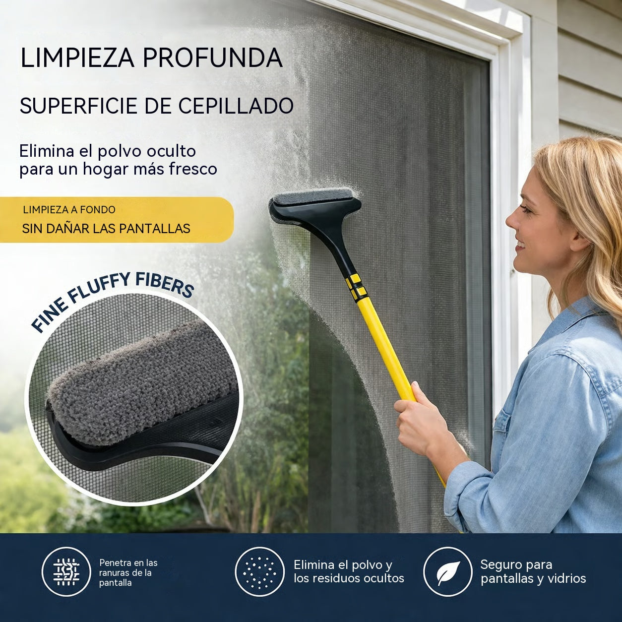 🧼50%OFF✨🧼 Cepillo de limpieza 2 en 1 para ventanas y superficies – Uso dual en seco y húmedo