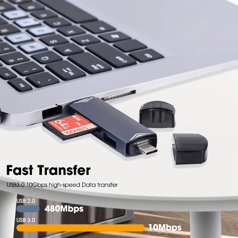 🔥Lector de tarjetas USB multifuncional 6 en 1 de alta velocidad, universal para teléfonos móviles, computadoras, cámaras OTG, discos SD/TF/U, transmisión 5G, interfaz Android tipo c, plug and play