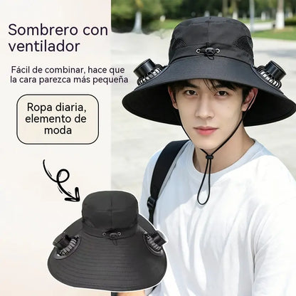 sombrero de sol de doble abanico