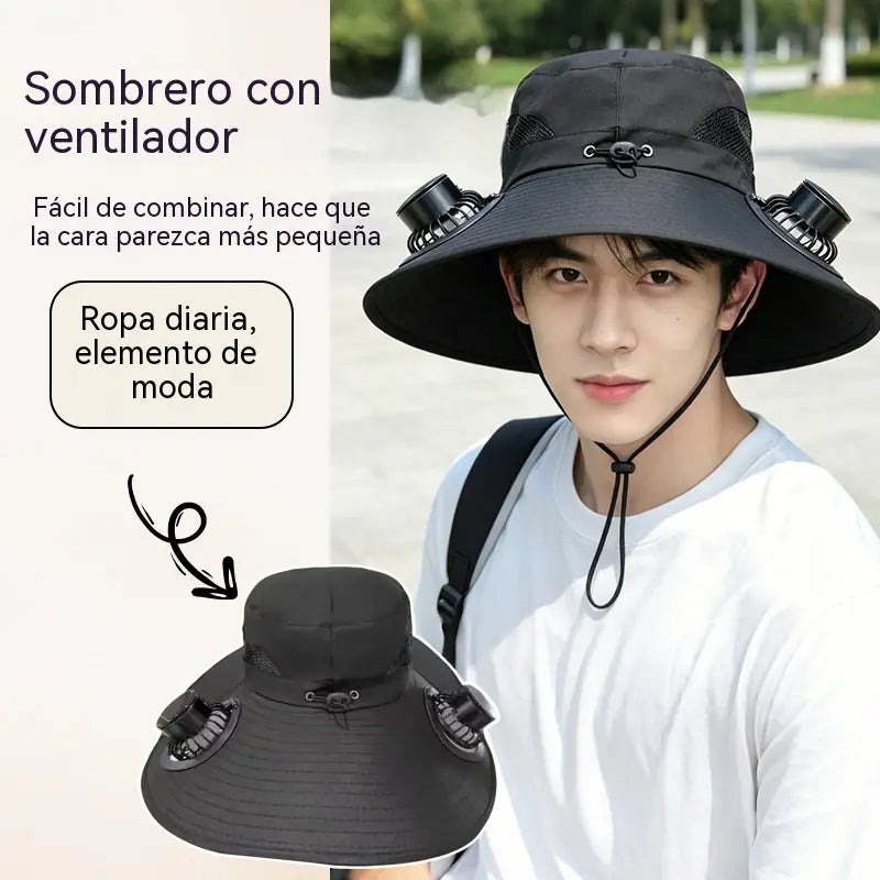 sombrero de sol de doble abanico