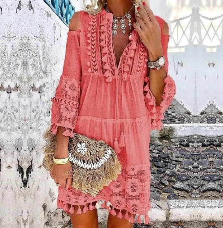 👗Vestido holgado de algodón y lino bordado para mujer🌸