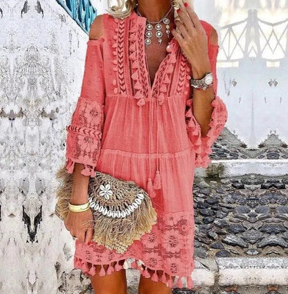 👗Vestido holgado de algodón y lino bordado para mujer🌸