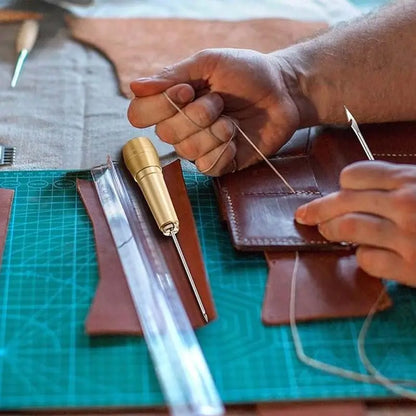 ✨¡50% DE DESCUENTO AHORA!✨ Juego de 5 piezas de lezna para coser cuero con hilo encerado: herramientas de costura manual para marroquinería.