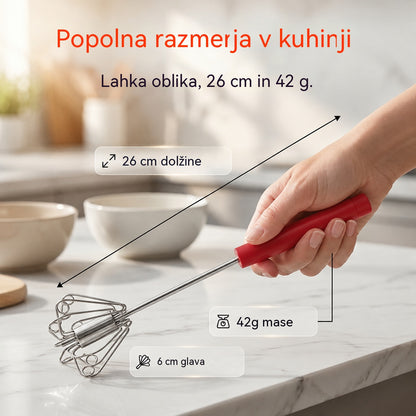 🥳Kupite 1, dobite 1 gratis🥳💞Prodanih več kot 50.000 enot!🥚💪 50 % popusta! Polavtomatska ročna metlica za jajca: pritisnite in zavrtite – elektrika ni potrebna. Stepe jajca in smetano v nekaj sekundah. Prijazno do vaših zapestij! ✨🧁