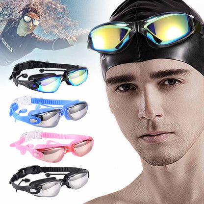 🔥Oferta de tiempo limitado🔥gafas de natación de gran campo de visión，con caja de gafas，Viene con tapones para los oídos